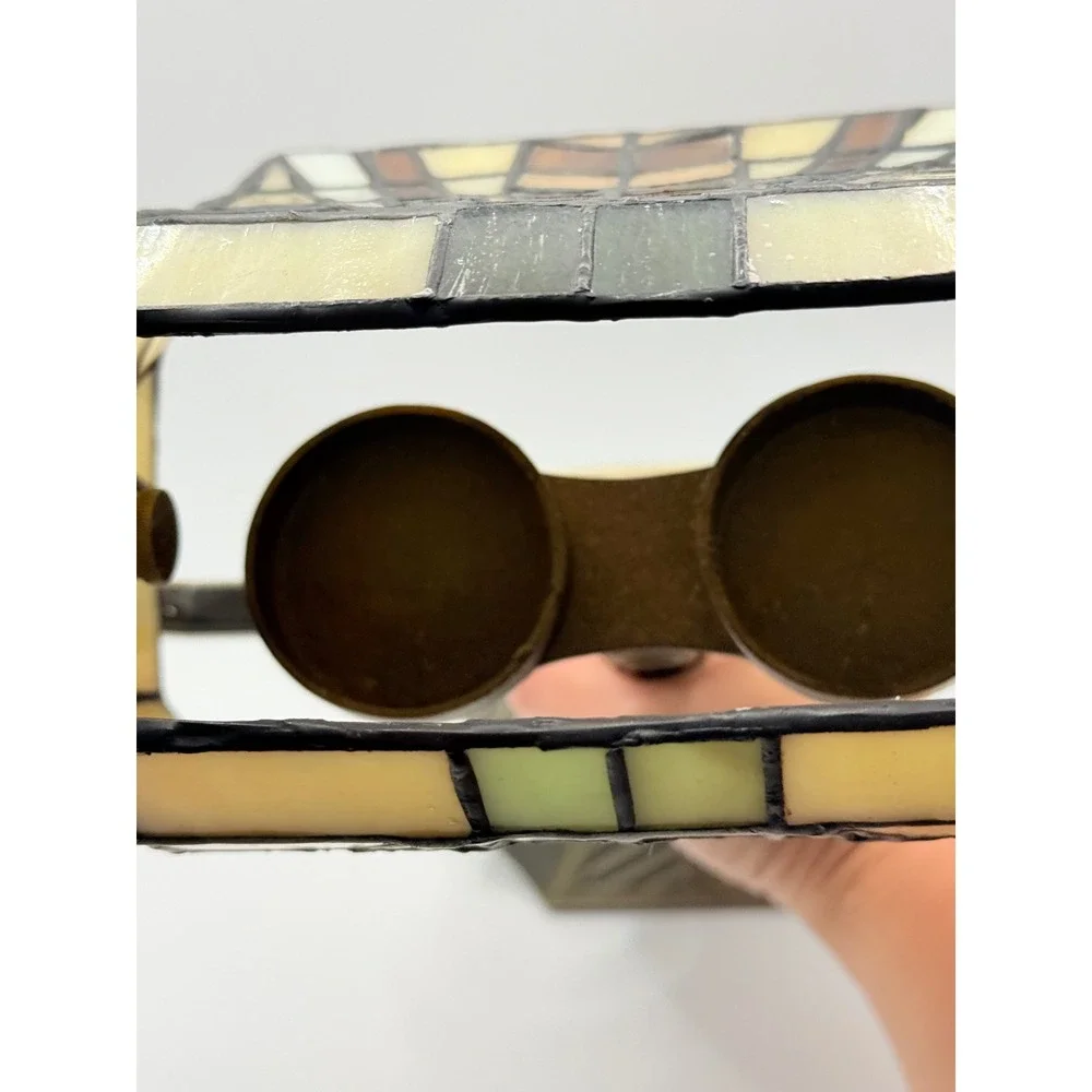PartyLite Candles Artisian Mission Style Stained Glass Bankers Lamp P7782 - Picture 12 of 16